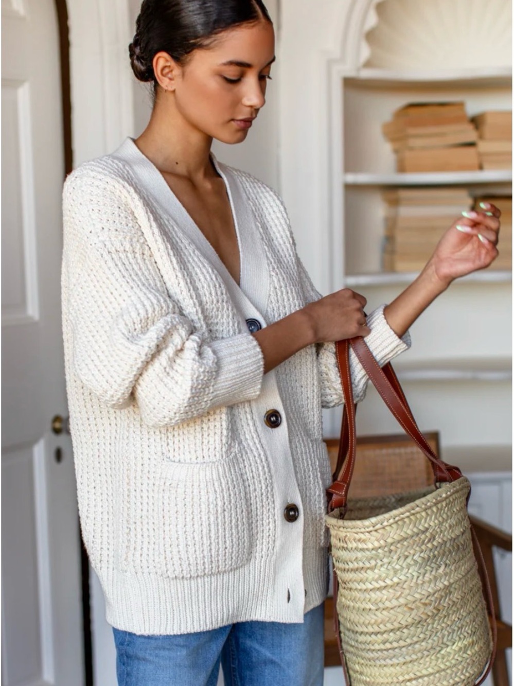 COZY COTTON CARDIGAN - IVORY TANGUIS COTTON